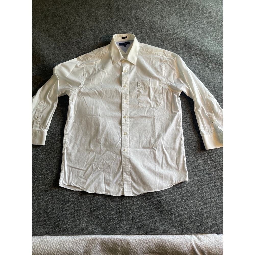 Tommy Hilfiger Mens‎ White Regular Fit Button Down Shirt 16.5 32-33 Long Sleeve